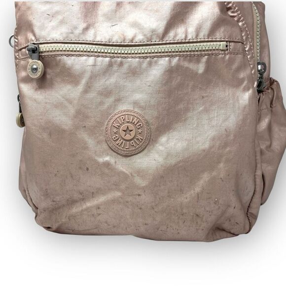 Kipling Seoul Pink Large Metallic Laptop Backpack - Picture 2 of 14